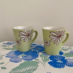 Boho daisy bright green coffee mugs